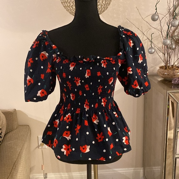 Kate Spade Whimsy Floral Puff Sleeve Top size small - Picture 5 of 10